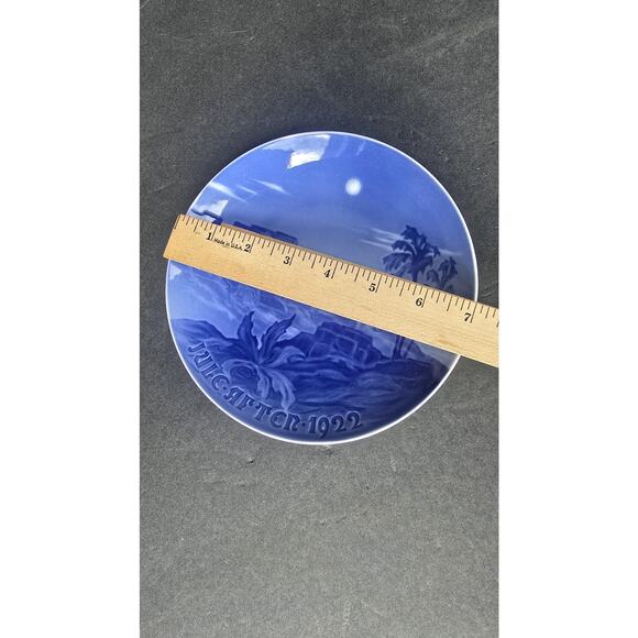 Vintage Bing & Grondahl B&G Jule-Aften 1922 Christmas Plate Denmark Blue Holiday - Picture 6 of 6